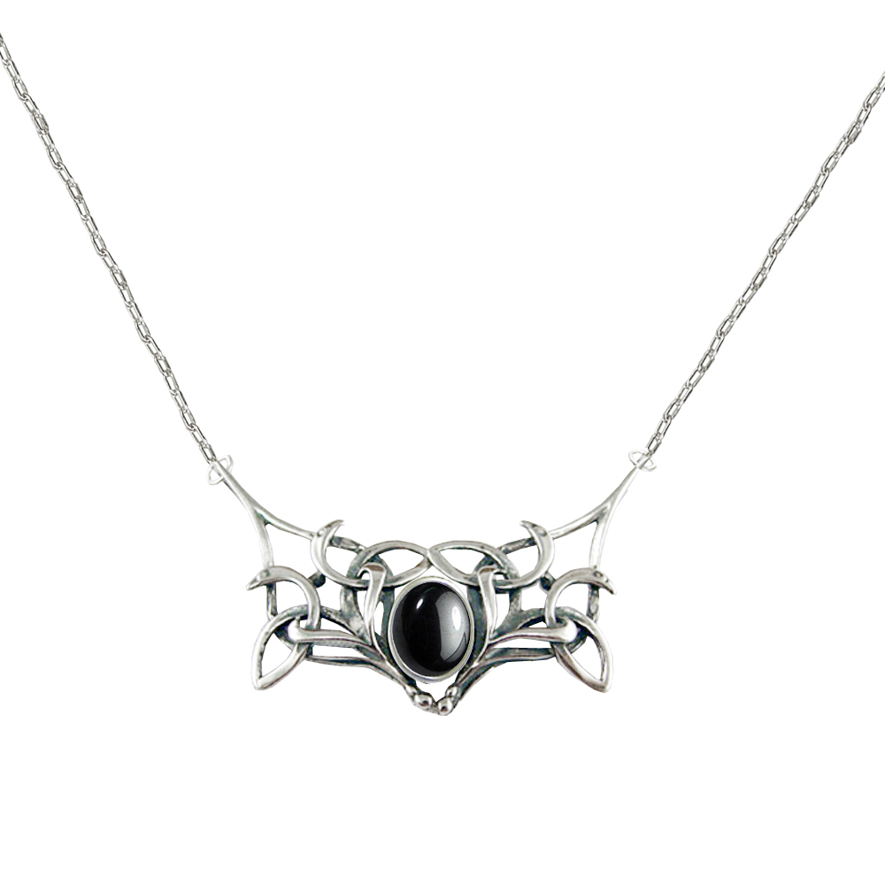 Sterling Silver Celtic Necklace from "The Book Of Kells" with Hematite